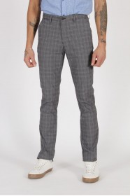 GREY REGULAR-FİT TROUSERS İN CHECKED FABRIC.