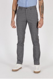 GREY REGULAR-FİT TROUSERS İN CHECKED FABRIC.