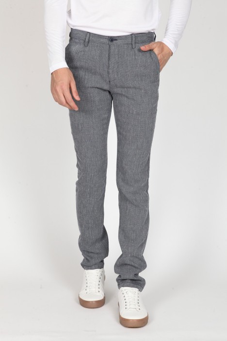 NAVY BLUE COLOR SIDE POCKET LINEN TROUSERS