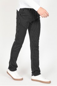 BLACK COLORED, REGULAR-FIT CHINO TROUSERS.
