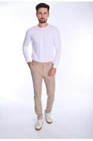 BEIGE COLORED, REGULAR-FIT CHINO TROUSERS.