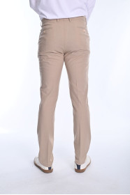 BEIGE COLORED, REGULAR-FIT CHINO TROUSERS.