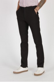 BLACK COLORED, REGULAR-FIT CHINO TROUSERS.