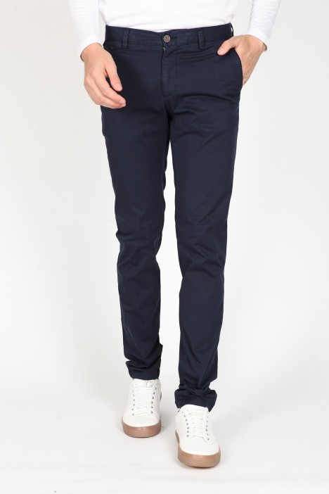 NAVY BLUE COLORED, SLIM-FIT CHINO TROUSERS.