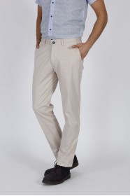 STONE COLORED, SLIM-FIT CHINO TROUSERS.