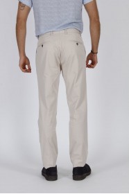 STONE COLORED, SLIM-FIT CHINO TROUSERS.