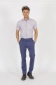 STONE COLORED, SLIM-FIT CHINO TROUSERS.