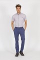 NAVY BLUE (4) COLORED, SLIM-FIT CHINO TROUSERS.