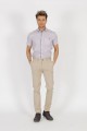 BEIGE COLORED, SLIM-FIT CHINO TROUSERS.