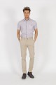 STONE COLORED, SLIM-FIT CHINO TROUSERS.