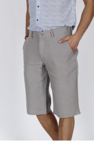 GREY COLOUR LINEN BERMUDA SHORTS