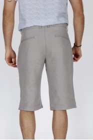GREY COLOUR LINEN BERMUDA SHORTS