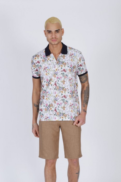BUFF COLORED COTTON BERMUDA SHORTS