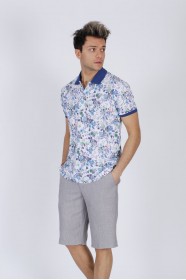 SKY BLUE COLORED COTTON BERMUDA SHORTS