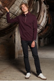 BORDO COLOR TURTLENECK ZİPPERED SWEATSHIRT