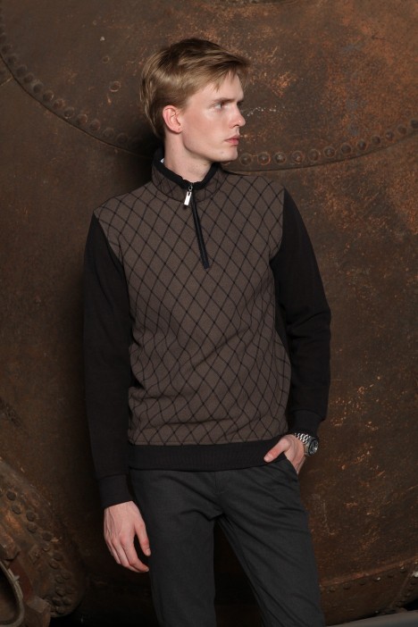 BROWN COLOR TURTLENECK ZİPPERED SWEATSHIRT