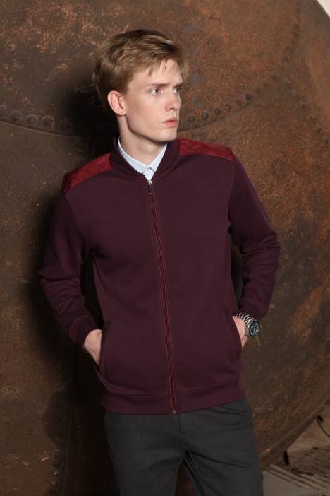 CHERRY- BORDO COLOR ZİP-THROUGH PİQUE-KİNİT SWEATSHİRT