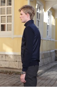 NAVY BLUE COLOR ZİP-THROUGH PİQUE-KİNİT SWEATSHİRT