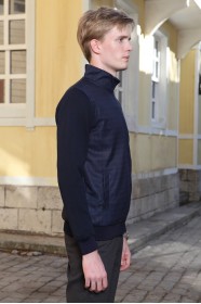 NAVY BLUE COLOR ZİP-THROUGH PİQUE-KİNİT SWEATSHİRT