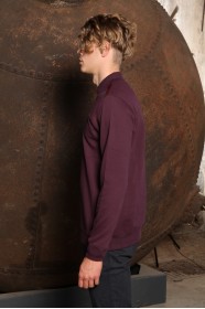 CHERRY- BORDO COLOR POLO COLLAR SNAP-BUTTON SWEATSHIRT