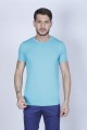 LIGHT TURQUOISE COLOR, SHORT SLEEVE, SLIM-FIT ROUND NECK T-SHIRT.