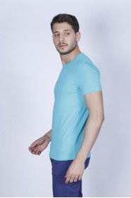 WATER GREEN COLOR, SHORT SLEEVE, SLIM-FIT ROUND NECK T-SHIRT.