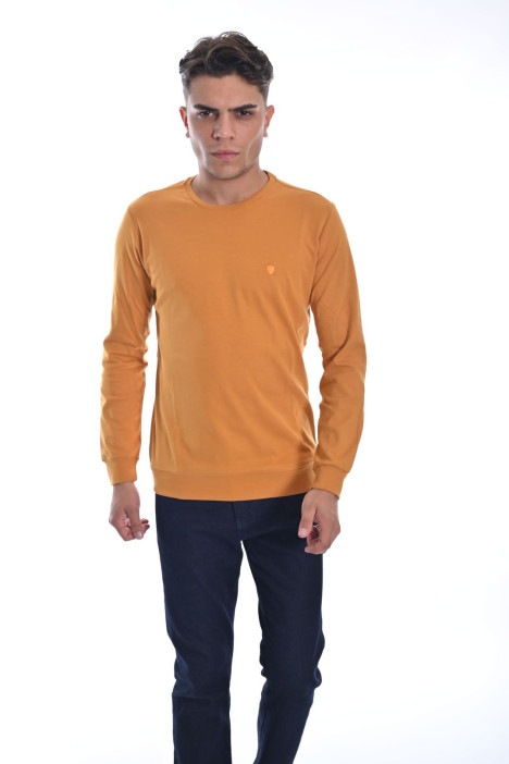 ﻿﻿ Uzun Kol T-Shirt İnterlok Hardal
