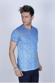 ROUND NECK COTTON T-SHIRT. BLUE