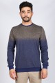 Long Sleeve, Round Neck T-Shirt. Fume- Ecru