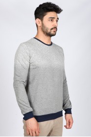 Long Sleeve, Round Neck T-Shirt. Fume- Ecru