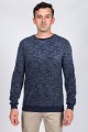 Long sleeve, round neck, light navy-beige colored, regular cotton t-shirt