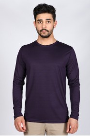 Long Sleeve, Round Neck Viscose (flush) T-Shirt. DarkPurple