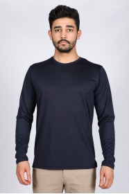 Long Sleeve, Round Neck Viscose (flush) T-Shirt Light NavyBlue