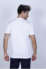 SHORT SLEEVE ROUND NECK VISCOSE T-SHIRT. WHITE