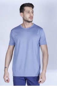 BLUE COLOR SHORT SLEEVE ROUND NECK VISCOSE T-SHIRT