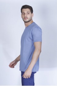 BLUE COLOR SHORT SLEEVE ROUND NECK VISCOSE T-SHIRT