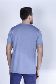 BLUE COLOR SHORT SLEEVE ROUND NECK VISCOSE T-SHIRT