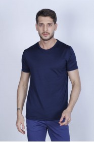 LIGHT BLUE COLOR SHORT SLEEVE ROUND NECK VISCOSE T-SHIRT