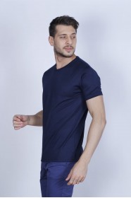 LIGHT BLUE COLOR SHORT SLEEVE ROUND NECK VISCOSE T-SHIRT