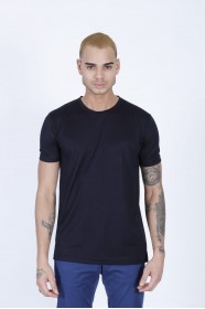 DARK NAVY BLUE COLOR SHORT SLEEVE ROUND NECK VISCOSE T-SHIRT