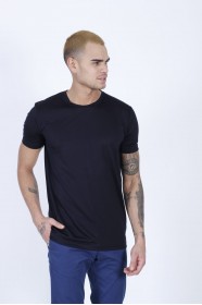 DARK NAVY BLUE COLOR SHORT SLEEVE ROUND NECK VISCOSE T-SHIRT