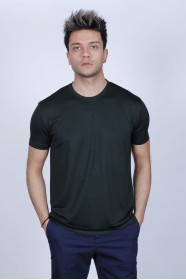 SHORT SLEEVE ROUND VISCOSE T-SHIRT. NAPHTHA