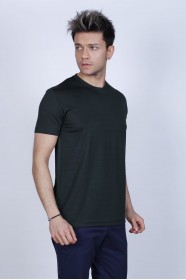 SHORT SLEEVE ROUND VISCOSE T-SHIRT. NAPHTHA