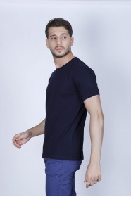 NAVY BLUE COLOR ROUND NECK COTTON AND LYCRA BLENDED SLIM FIT TSHIRT