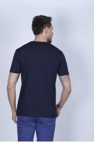 NAVY BLUE COLOR ROUND NECK COTTON AND LYCRA BLENDED SLIM FIT TSHIRT