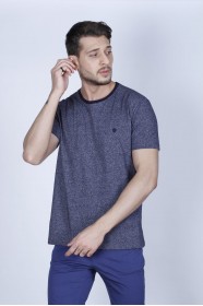 NAVY BLUE COLOR, SHORT SLEEVE, ROUND NECK MULINE T-SHIRT