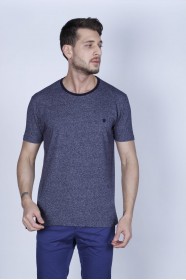 NAVY BLUE COLOR, SHORT SLEEVE, ROUND NECK MULINE T-SHIRT