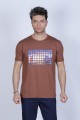 RED COLOUR, SHORT SLEEVE T-SHIRT, COTTON AND LYCRA MIXED WITH A ROUND NECK AND CONTRAST FRONT PRINT.