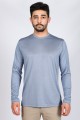 Long Sleeve, Round Neck Viscose (flush) T-Shirt. Blue