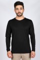 Long Sleeve, Round Neck Viscose (flush) T-Shirt Black